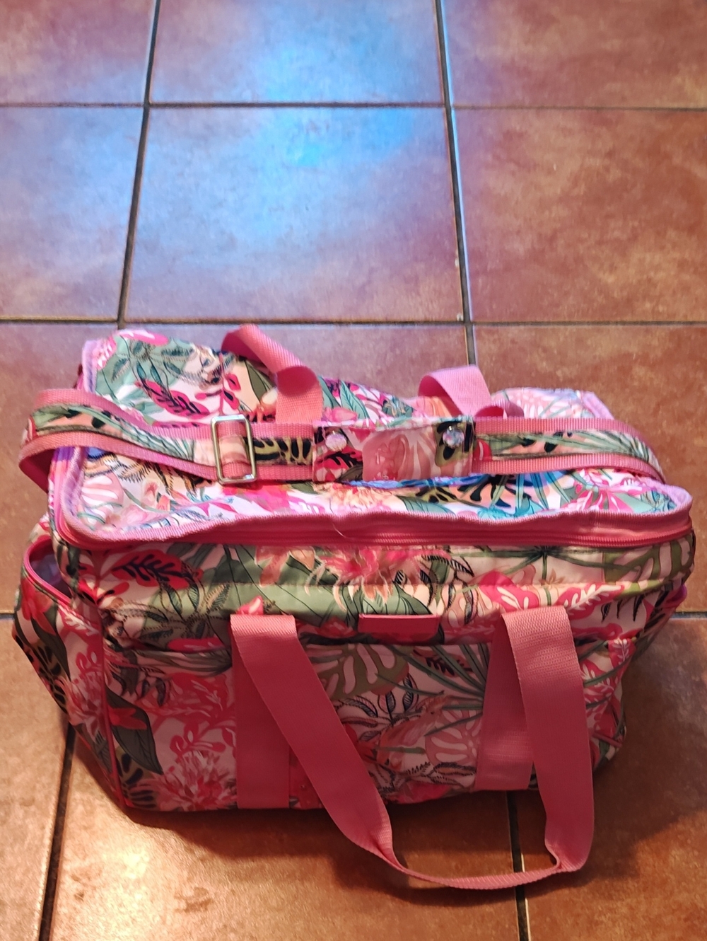 Vera Bradley Floral Pink Convertible Women’s Travel Tote